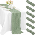 6 Pcs Sage Green Cheesecloth Table Runner 10FT Runner by Sunnyline