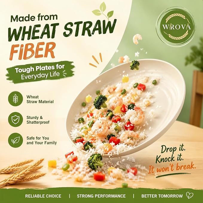 40PCS Dishes Set, Kids Plates and Bowls Set, Unbreakable Dinnerware Set | Wheat - Image 4
