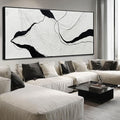 Extra Large Black Line Abstract Hand Painted Canvas Wall Art Gray and Black Minimalist Modern Painting with Framed for Living Room Bedroom Office Wall Decor 40x88 Inch