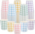 NatNarr 100 Pack Gingham Paper Cups, 9oz Pastel Cups Picnic Paper Cups | Pastel by NatNarr