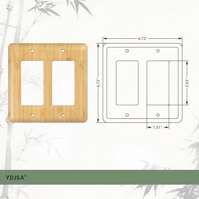 Solid Bamboo Double Toggle Light Switch Cover Plate Decorative Wall Plate for Modern Homes