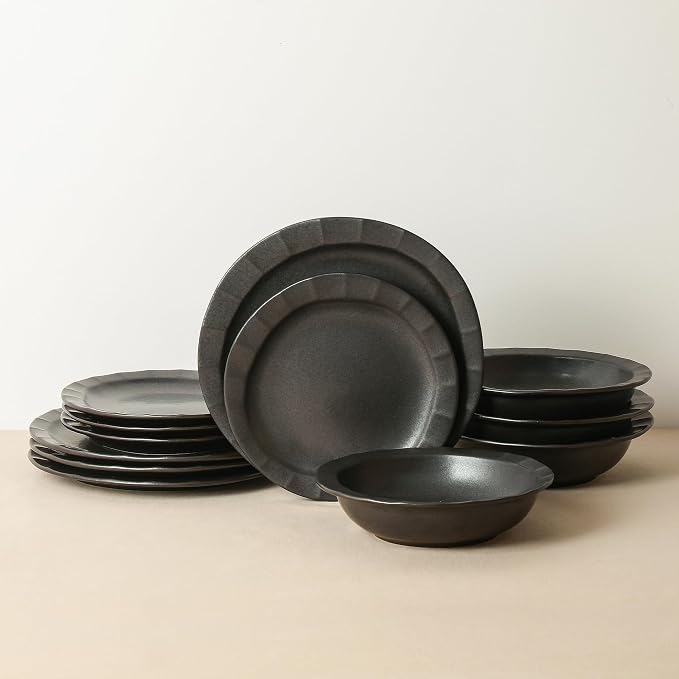 Stone Lain Oasis Stoneware 24 Piece Dinnerware Set, Home Kitchen Dish Set - Image 3