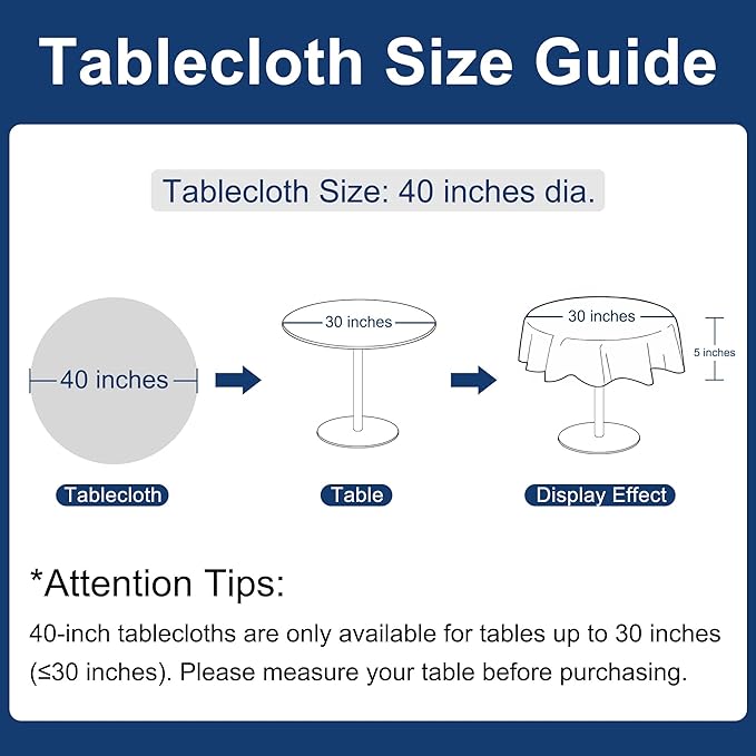 Hiasan Round Linen Tablecloth 40 Inch - Wrinkle and Stain Resistant Washable Polyester Fabric Table Cloth for Dining Room Kitchen Party, Beige