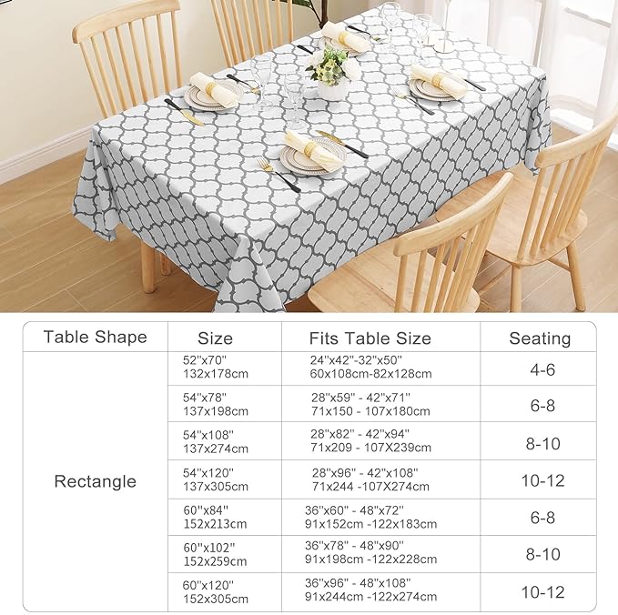 Smiry Square Table Cloth, Wipeable Spillproof Tablecloths with Flannel Backing for Square Tables, Waterproof Vinyl Plastic Tablecloth for Dining, Camping, Indoor and Outdoor (54"x54", White)