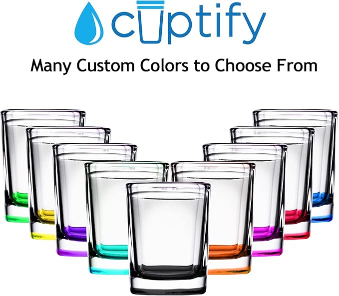 Personalized Square Shot Glasses Set of 25 Green Bottom 2oz Engraved Initial and Name Custom Gifts, Weddings, Birthdays, Party, Event, Decorations
