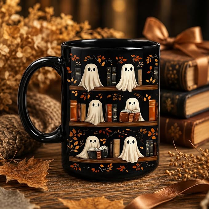 Hyturtle Cute Ghost Read Book Mug - Image 6