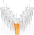 9 Set 16 oz Insulated Plastic Tumbler Double Wall Plastic Cup by Unknown