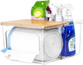 Trash Bag Dispenser Holder, 2-in-1 Under Sink Organizer with Clear Acrylic Box & Bamboo Lid, Holds Large Rolls up to 100 Count, Garbage Bags Storage Container for Kitchen, Pantry, Laundry Room