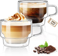 glastal 12 oz Latte Macchiato Glasses, Double-Walled Coffee Glasses, Glass by glastal