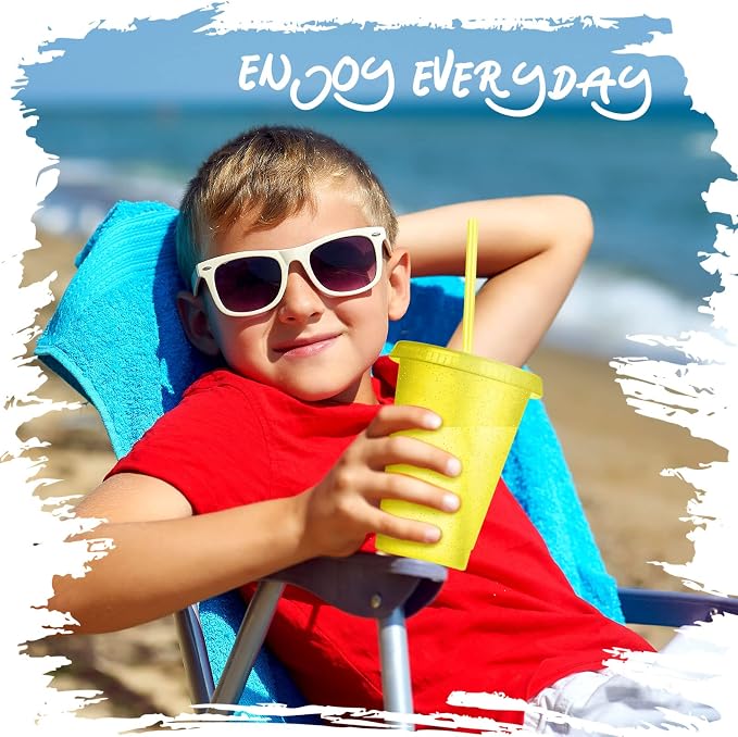 Sieral 15 Pack Cups with Lids and Straws Kids Tumbler with Straw Reusable Water - Image 3