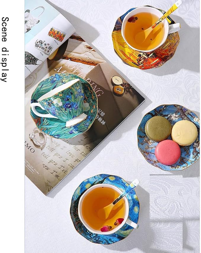 Bone China Cup &Saucer Set, 7oz- Van Gogh's Paintings - Image 5