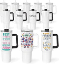 40 oz Sublimation Tumblers with White and Black Handle Lid and Straw 12 Pack Stainless Steel Double Wall Vacuum Insulated Travel Mug Cup Bulk Sublimation Blank for DIY Gift