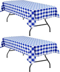Checkered Tablecloth 2 Pack, 60 x 120 inch, Royal Blue and White | Waterproof by Hiasan