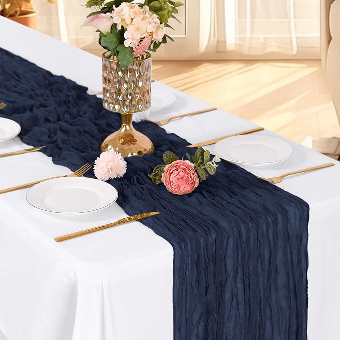 6 Pack Navy Blue Cheesecloth Table Runner, 17 x 108 Inch, Gauze Cheese Cloth - Image 3