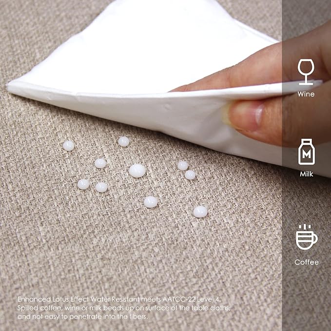 BALCONY & FALCON Rectangle Tablecloth Washable Wrinkle Resistant and Water Proof Table Cloth Decorative Linen Fabric Tablecloths for Dining Parties Kitchen Wedding and Outdoor Use (Beige, 57x85)