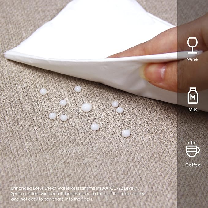BALCONY & FALCON Round Tablecloth Washable Wrinkle Resistant and Water Proof Table Cloth Decorative Linen Fabric Tablecloths for Dining Parties Kitchen Wedding and Outdoor Use (Beige, 70" Round)
