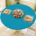 Round Spandex Tablecloth, Elastic Fitted Waterproof Tablecloths for 25"-30" Tables, Stretch Washable Picnic Table Cover for Camping, Dining, Indoor and Outdoor, Turquoise