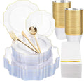 350Pcs Clear and Gold Plastic Plates by WDF