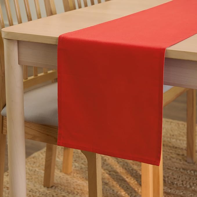 Encasa XO Table Runner 13"x72" Long | Cotton Canvas Fabric | Brick Solid Color by EncasaXO