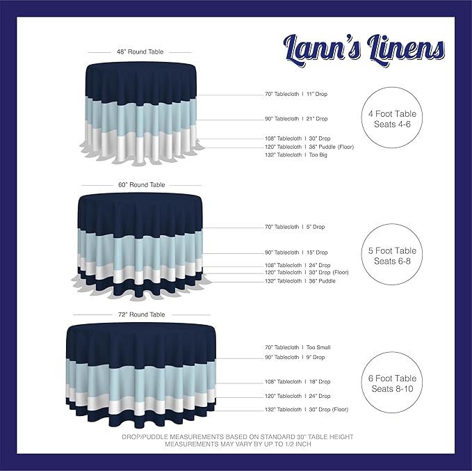 Lann's Linens - 120" Round Premium Tablecloth for Wedding/Banquet/Restaurant - Polyester Fabric Table Cloth - Silver