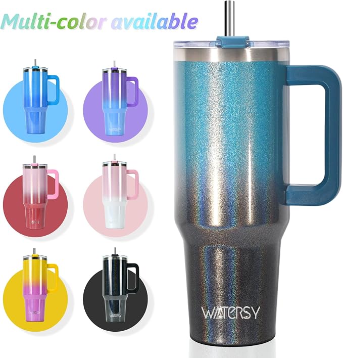 30 oz Shiny Tumbler with Handle and Straw, Stainless Steel Tumbler with Lid and - Image 6