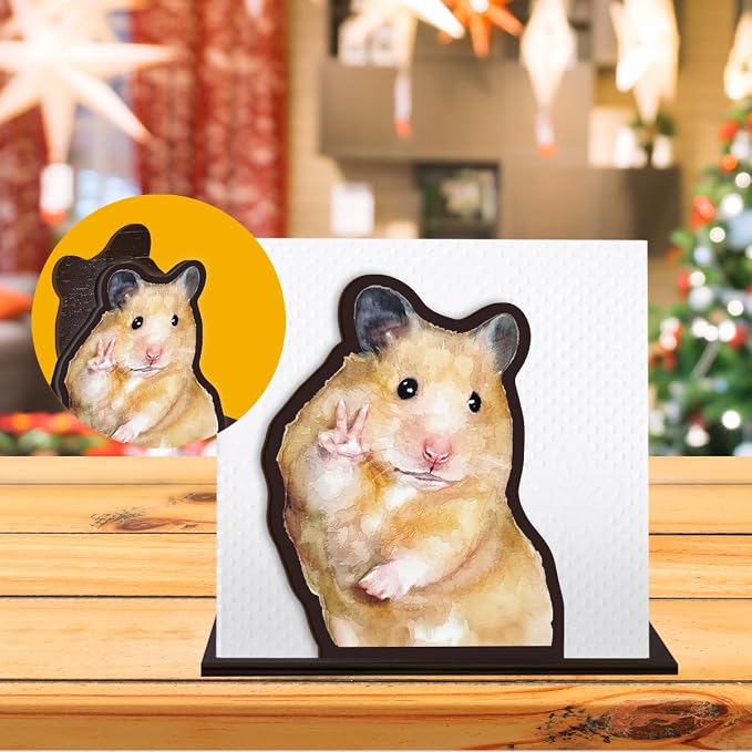 Cute Wooden Napkin Holder Hamster Design Farmhouse Animal Wood Napkin Holder - Image 6