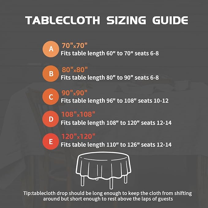 EVERLY 100% Pure Linen Round Tablecloths 90Inch Round Machine Washable Tablecloth for Thanksgiving,Decorative Halloween,Buffet Parties,Picnic,Events,Weddings and Restaurants-Natural Linen
