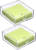 Acrylic Cocktail Napkin Holder for Table, Clear Beverage Napkin Holder Square Rectangle for Dinner, Kitchen, Bathroom, Restaurant, Bar (2 Pieces, 5.5 x 5.5 Inch)