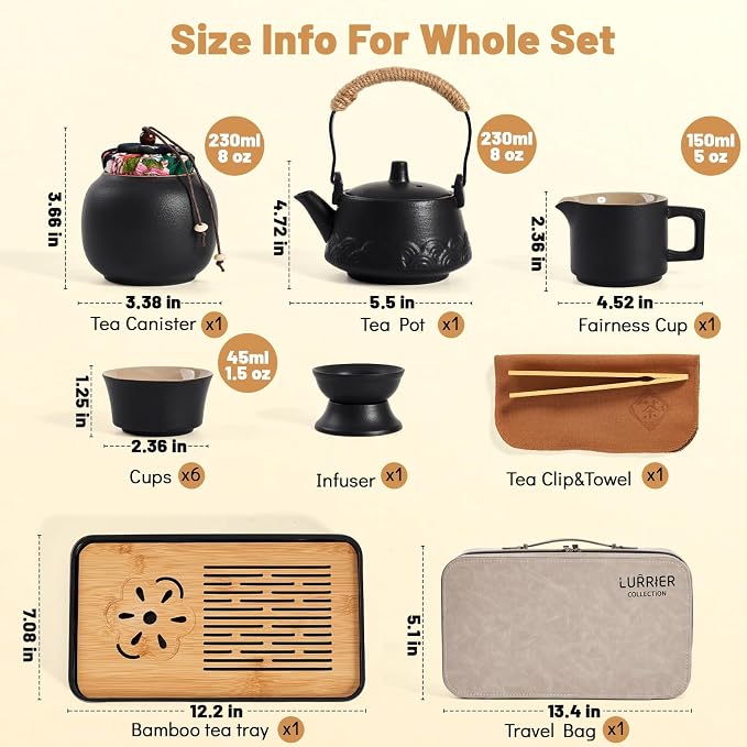 LURRIER Gongfu tea sets, Portable Ceramic TeaSet, Asian Tea sets - Image 2