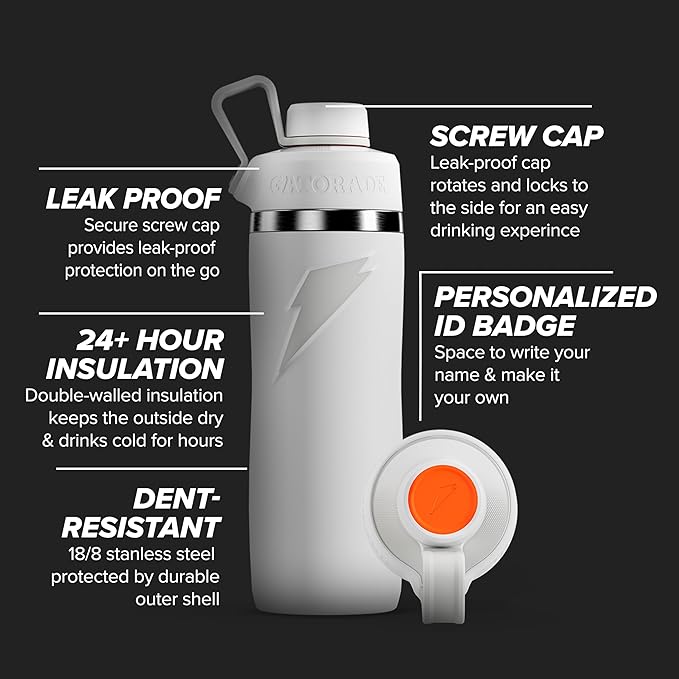Gatorade 'Overtime' 22oz Stainless Steel Water Bottle, Twist Cap, Blue (Pack of 6)