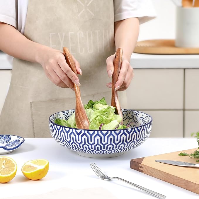 Selamica 9.5" Serving Bowls, 60 OZ Large Salad Bowls Set of 3 - Image 2