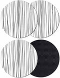 Black Coasters Set of 4, Abstract Lines Gradient Minimalist Modern Texture Soft by PIEPLE