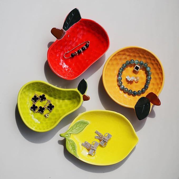 Ceramic Jewelry Tray, Orange Shaped Trinket Dish, Jewelry Organizer, Ring Holder, Decorative Bowl for Rings Earrings Necklaces Bracelet Jewelry Watch Keys, Gift for Sisters Daughter