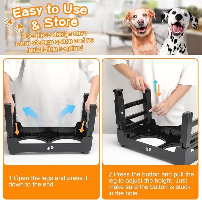 COMESOON Elevated Dog Bowls, 4 Height Adjustable Raised Bowl Stand - Image 6