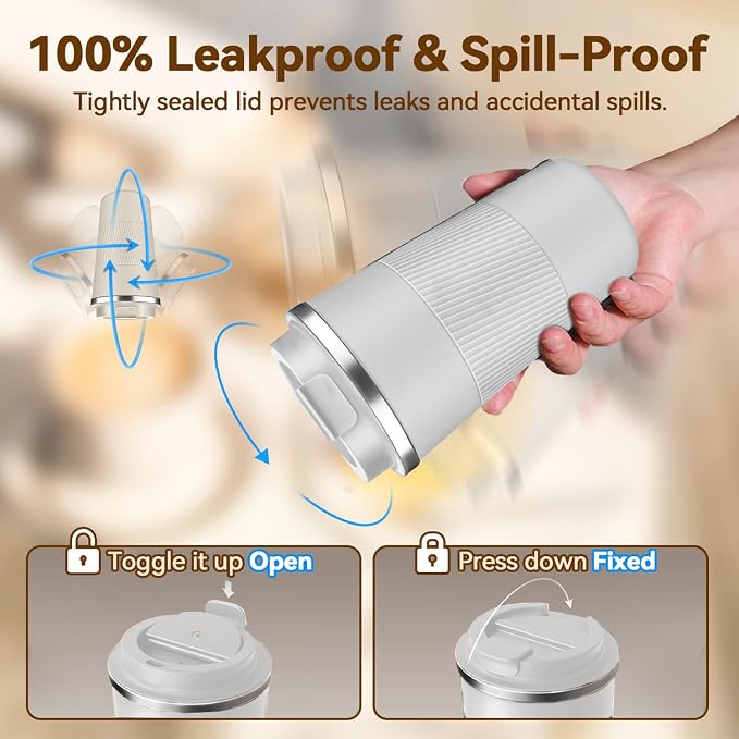 12OZ Travel Coffee Mug Insulated Coffee Cup - Image 5