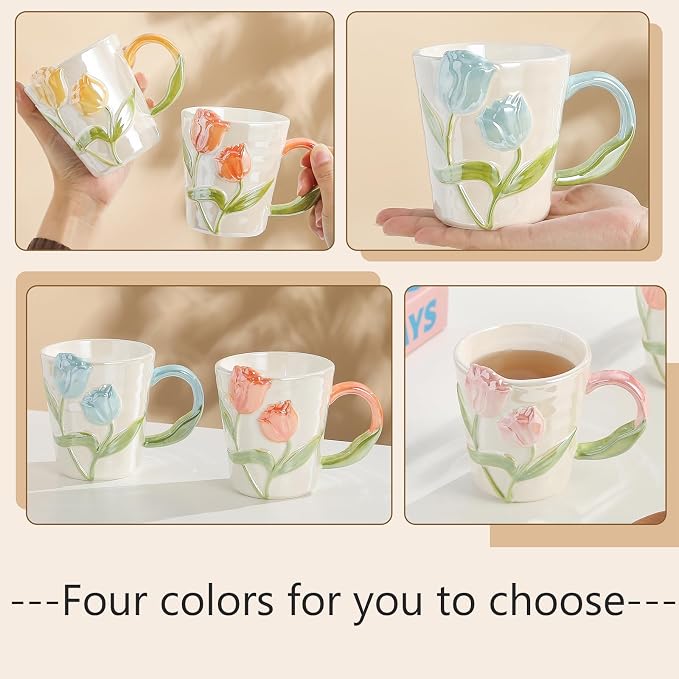 Hand Drawn Ceramic Coffee Mug 11.8Oz, Personalized Cute Tea Cup - Image 8