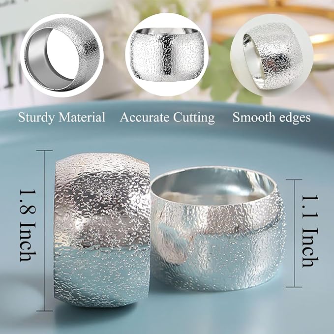 Set of 100 Napkin Rings Metal Silver Circular Napkin Ring, Napkin Rings Bulk - Image 2