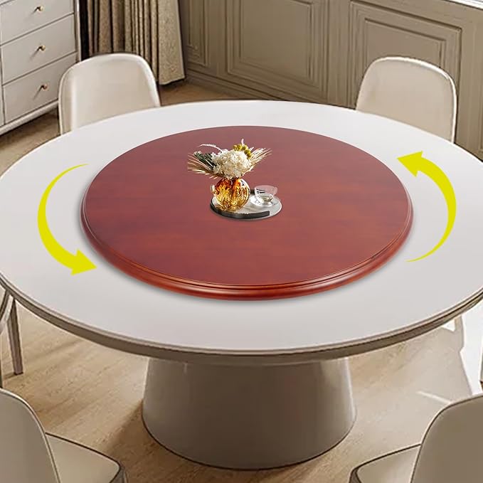27.56in Wooden Lazy Susan, 360°Rotating Dining Table Turntable, Large Serving Tray Organizer for Family Dinners Banquets Restaurants Kitchen Dining Room