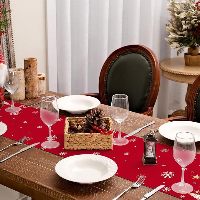 Christmas Table Runner 13x108 Inch, Xmas Trees Snowflakes Holiday Decorative - Image 8