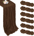 6 Pack Brown Cheesecloth Table Runner 35 x 120 Inch | Boho Gauze Cheese Cloth by Pepmily