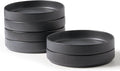 famiware Star 7.5" Pasta Bowls Set, Salad Bowl Set of 6, Double Reactive Glaze, Stackable, Perfect for Your Friend for Housewarming, Thanksgiving, Christmas, Matte Dark Charcoal (Full Glaze)