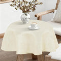 JIUZHEN Round Textured Table Cloth Linen Wrinkle Free Stain Resistant Farmhouse Decorative Circular Tablecloth for Kitchen, Dining, Party, Wedding, Outdoor Use (30 Inch Round,Champagne)