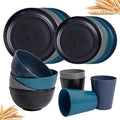 Rubtlamp 16Pcs Plastic Wheat Straw Dinnerware Set, Reusable Plastic Dishes Set by Rubtlamp