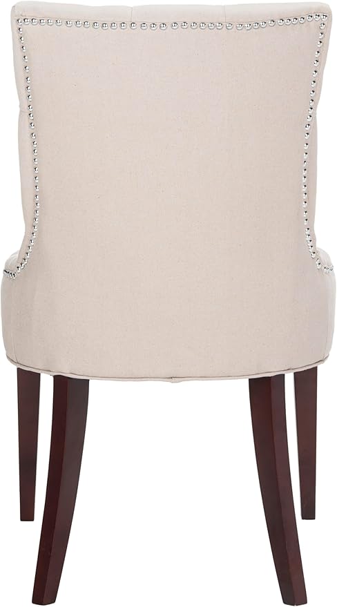 SAFAVIEH Home Collection - Amanda Tufted Upholstered Taupe Dining Chair Set of 2, Nailhead Trim, Classic Design (MCR4515A-SET2)