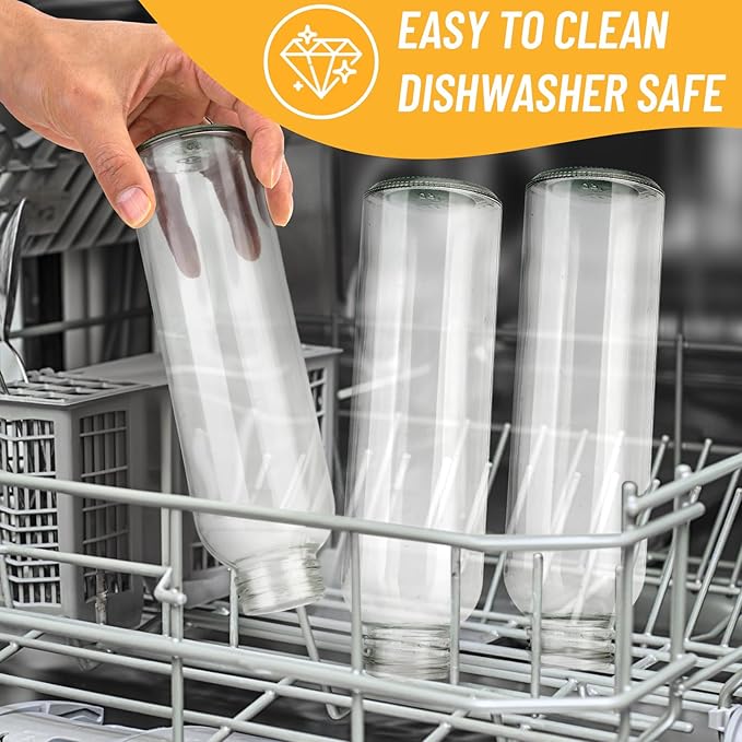 Sursip 24oz Glass Water Bottle Set of 6, Leak Proof Clear glass juice bottle - Image 5