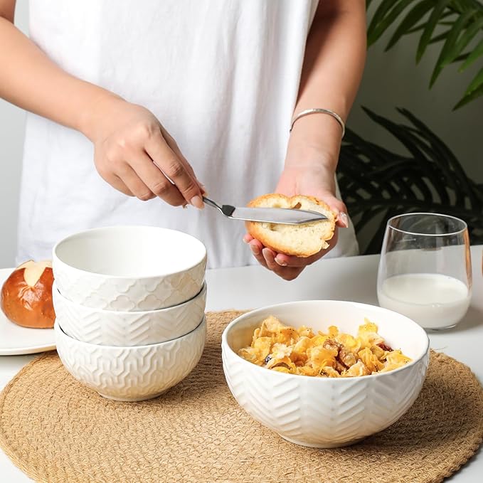Sureasy Ceramic Ice Cream Bowls Set of 4-12 oz White Small Dessert Bowls for Kitchen, Perfect for Rice, Fruit and Sauce, Microwave & Dishwasher Safe