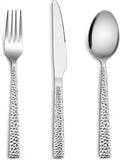 E-far 12-Piece Hammered Silverware Set, Stainless Steel Flatware Set by E-far