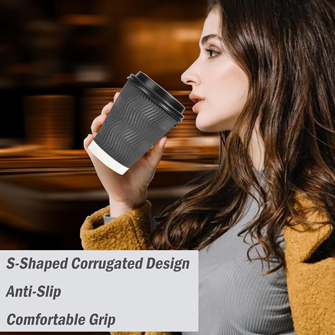 Lamosi 50 Pack 8 oz Insulated Disposable Coffee Cups - Image 4