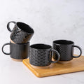 GBhome 12 OZ Stackable Coffee Mugs Set of 4, Ceramic Black Coffee Cups Set | 4 by GBhome