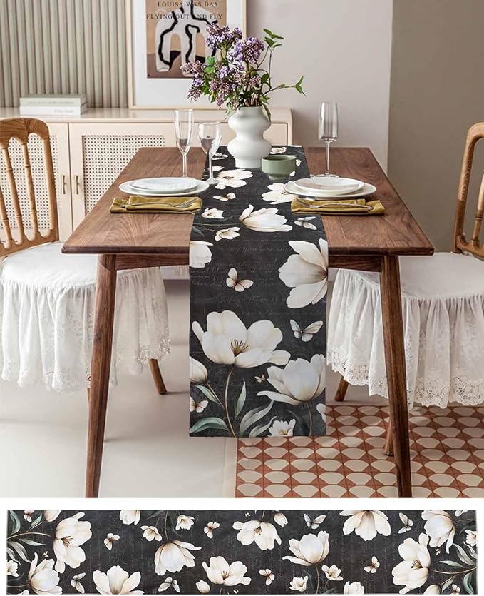 Farmhouse Floral Table Runners 72 Inches Long, Cotton Linen Fabric Table Runner - Image 6